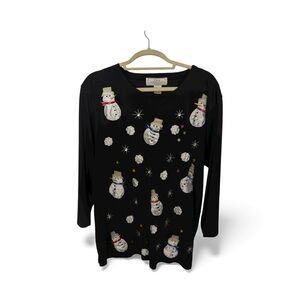 Christmas 3/4 sleeve crew neck shirt, size 2xl see measurements in picture